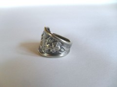 Vintage Spoon Ring Flower Poppy ? Pansy Size 9 1/4 Silver Plate