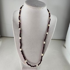 Necklace Amethyst & Mother of Pearl Beads 22 inch [8068]