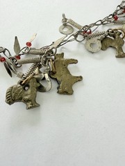 Vintage Silver Tone Cha Cha Statement Necklace, Tribal Charm Necklace Animals