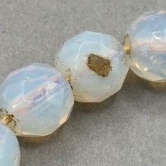 Vintage Opaline Opalite Beaded Necklace Faceted Art Glass Hand Knotted 18″