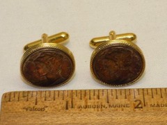 Vintage Pair Silver Mercury Head Dime 1943 & 1944 Cufflinks Gold Tone Settings