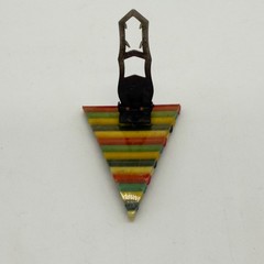 Vintage Dress Clip Multicolor Striped Triangle Acrylic Retro 2 Inches