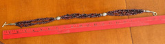 Vintage 3-Strand Garnet Chip Necklace 20” w/ Tribal Silver Beads – 92g Artisan S
