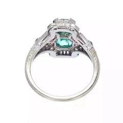 3.42Ct Art Deco Vintage Style Lab Created Emerald 14K White Gold FN Wedding Ring