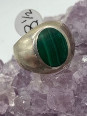 Vintage Sterling Silver Malachite Ring Size 8.5