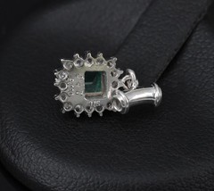 Fine Vintage 0.47 Colombian Emerald & 0.16 Diamond Platinum Pendant 2.0 Grams