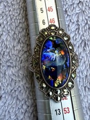 Vintage Uncas Designer Sterling Silver Opal Marcasite Art Deco Cocktail Ring5.25
