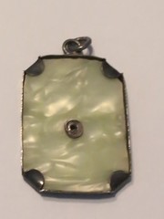 Antique Art Deco Sterling Filigree MOP Marcasite Cross Pendant