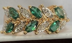 Sterling Silver ~ ROSS SIMONS Green CZ Pave Ring Size 7.75 Gold 4.4 g