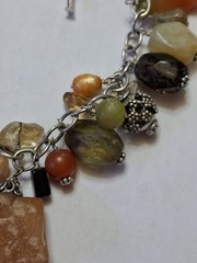 Vintage Sterling 7-8inch Natural Stone Toggle Bracelet 925 Silver Tested