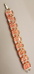 Vintage Lisner Orange Thermoset Bracelet Gold Tone Mid Century 1950s 1.6oz