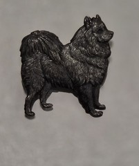 Vintage Kenart Pomeranian Dog Brooch Pin England Metal Heavy
