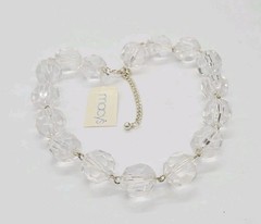 Clear Lucite Disco Ball Necklace Silver tone Art Deco Link Chunky Macy’s 21 in