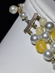 S401 Vtg Set Japan Multi Strand Beaded Necklace Clip Earrings Glass Faux Pearl