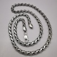 Vintage Signed Handmade 925 Sterling Silver Jewelry Chain 24.02in 0.24inW 1.70oz