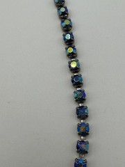 BLUE CRYSTAL RHINESTONE BOW Y-DROP STATEMENT NECKLACE 16IN WOMENS HOOK CLASP