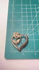Gold Tone Heart Rose Brooch Pin Signed RDC Vintage 1.75″ X 1.25″