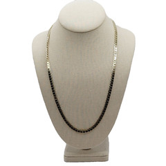 Heavy Double Layer Flat Square Link Chain Gold Tone Necklace Vintage Korea 1970s