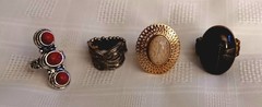 Jewelry lot 4 beautiful rings SIZE 11 stretchable Red finger ring Dragonfly