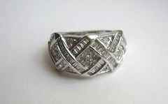 Vintage Designer OTC 14K Solid White Gold Diamond Cocktail Cluster Sz 7 Ring