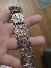 Antique German Silver Plated Trachten Chain Belt Wilkens 100 Crocodile Mark 44″