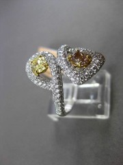 ESTATE LARGE 1.91CTW WHITE & YELLOW DIAMOND 18KT TWO TONE GOLD 3D COCKTAIL RING