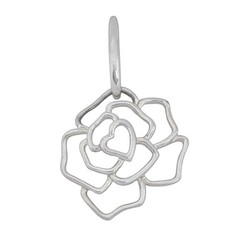 Vintage Sterling Silver 925 Open-Work Dimensional Rose Pendant