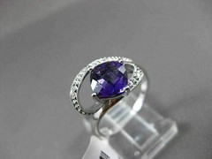 ESTATE LARGE 1.52CTW DIAMOND & AAA AMETHYST 14KT WHITE GOLD FLOATING 3D RING