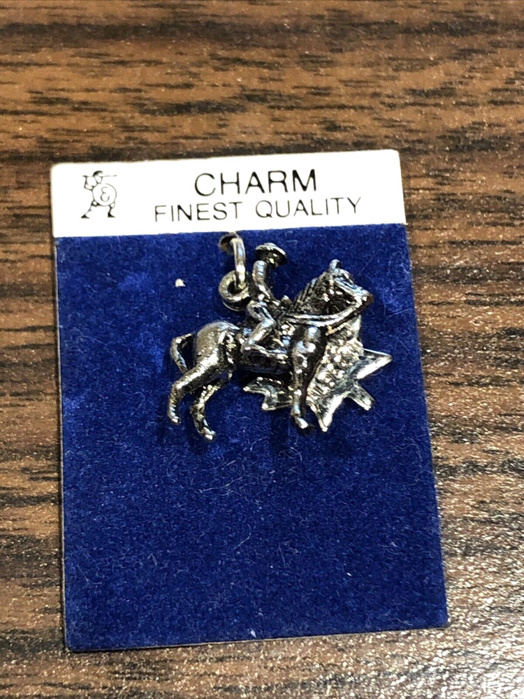 NEW Vintage Nickel Silver Charm Ft Macleod Alberta Mounty Horse Souvenir Maple