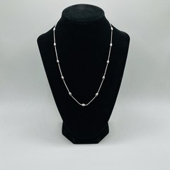 Sterling Oval Bead Stations Necklace From Italy 18” Vintage KC