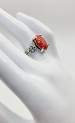 Women’s Silver Tone Oval Simulated Stone Red Multicolor Abstract Ring Size 5.5