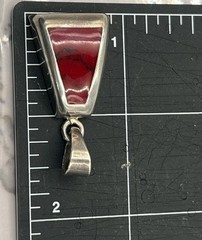 Vintage Modernist Red Sterling Silver 925 Pendant Mexico Howlite Triangle 11.75g