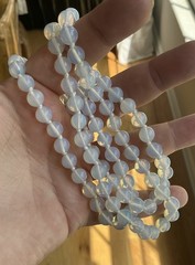 Opaline Opalescent Glass Beaded Vintage Necklace 32” Long