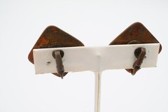 Vintage Clip On Earrings Copper Red Enamel MCM