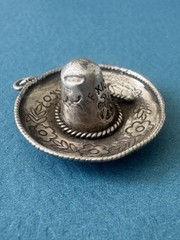 RARE 1940 Vintage Mexico Eagle .925 Sterling Silver Sombrero Hat Pendant Charm