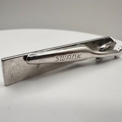 Vintage 90s Swank Silver Tone Fleur De Lis Cufflinks & Tie Clip Set Jewelry