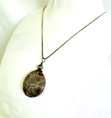 VTG Petoskey Stone Pendant Sterling Silver Necklace Fossilized Coral Jewelry