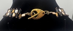 VTG Mother of Pearl and Beads Necklace with Clip On Earrings Jewelry Set