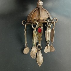 Tribal Boho Ottoman Style Ethnic Dome Lariat Necklace Vintage Tassel Statement
