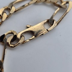 Vintage Gold Filled / Rolled Gold – 6 mm Blocky Flat Figaro Chain Bracelet 8.25″