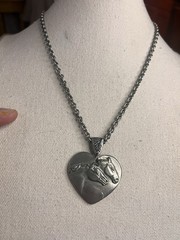 Western Pewter Silver Tone Double Horse Head Pendant Necklace Cowboy Ranching