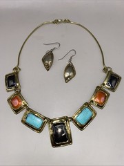 Neutral Vtg 17Pc Lot Jewelry Modern Tiger Eye Gems Gold Tone Christophe Poly
