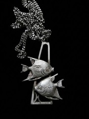 Vintage CATHERDRAL Pewter PISCES Pendant