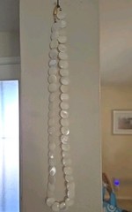 Vintage Mother Of Pearl Round Flat Disc Beaded Necklace 24 inch.