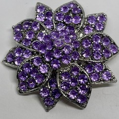 Lavender Purple Rhinestone Flower Brooch Vintage Estate Garden Lover Floral