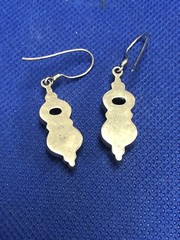 STUNNING ESTATE STERLING SILVER & ONYX DANGLE DROP EARRINGS 10.0 GRAMS