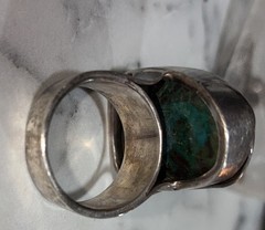 Sterling Silver Vintage Malachite Ring Dragonfly Design Southwestern Vintage