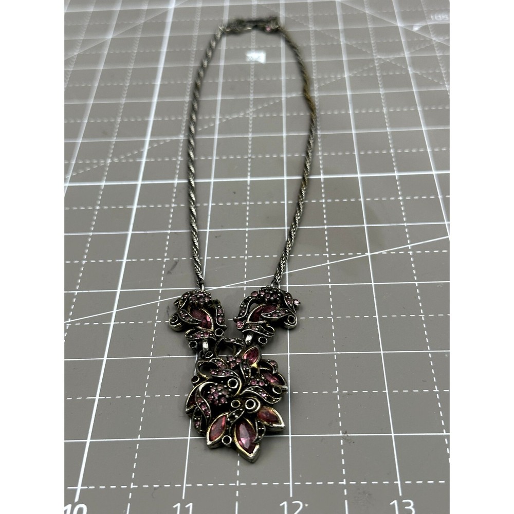 1950 Hollycraft Corp Necklace with Pink Rhinestones *AS IS*