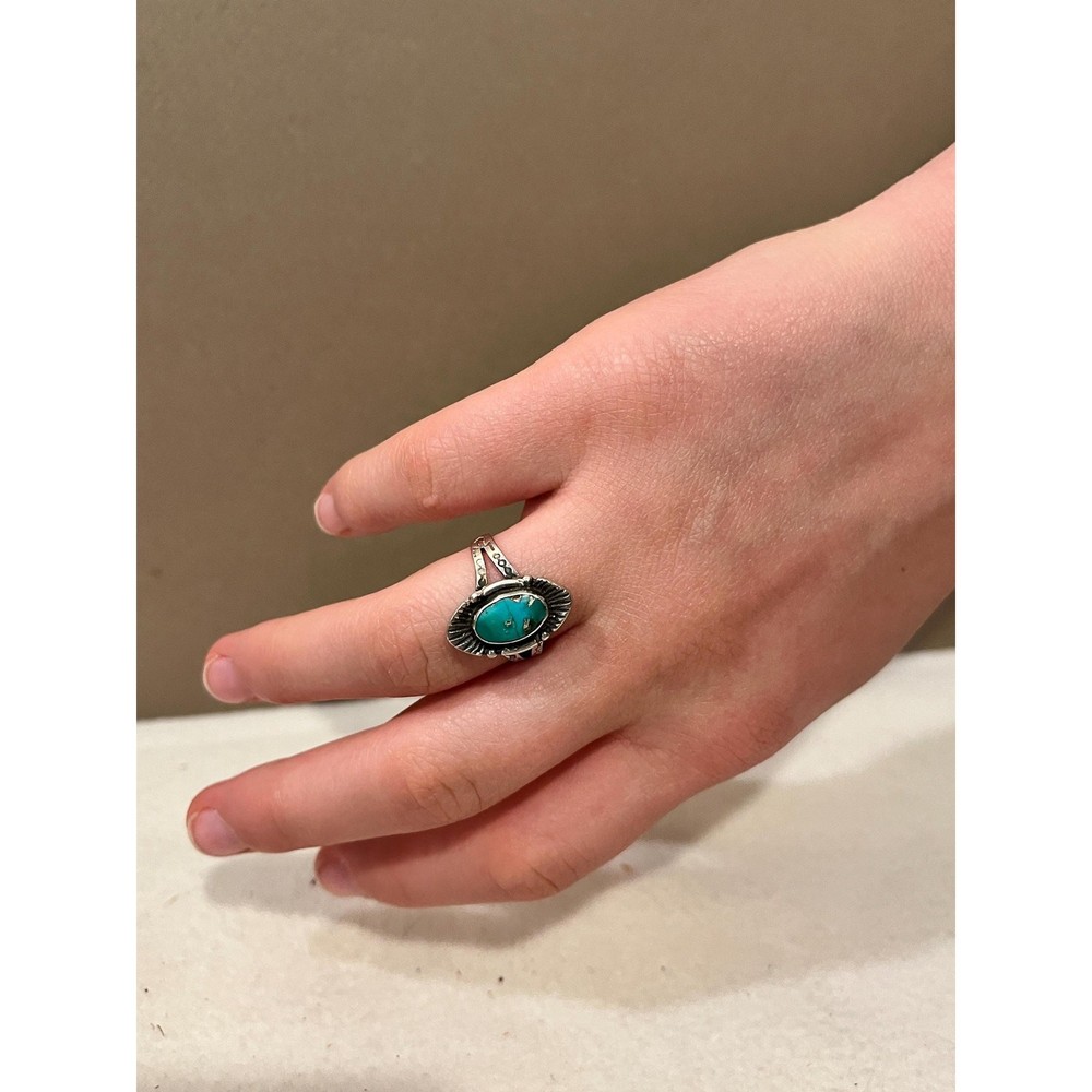 Vintage Navajo Sterling Silver Turquoise Ring, Native American Southwest Jewelry