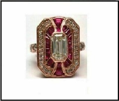 3.2Ct Vintage Art Deco Style Ruby & Lab Created Diamond Wedding 14K Gold FN Ring